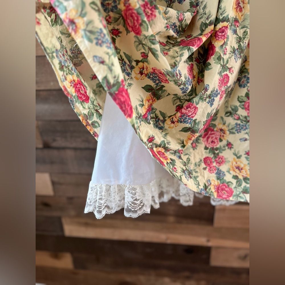 Vintage 80s All That Jazz Drop Waist Floral Dress Corset Style & Lace Ruffle - Picture 10 of 16